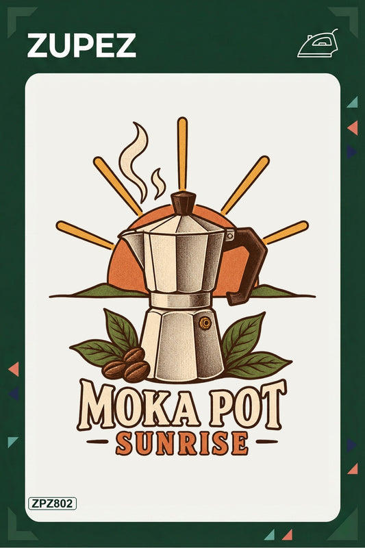 ZPZ802 – Moka Pot Sunrise Ütüyle Uygulanabilir Transfer Baskı ana ürün görseli