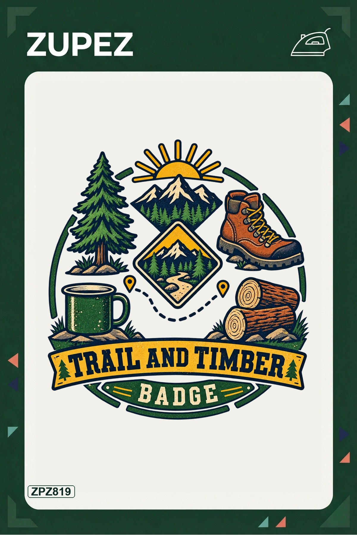 ZPZ819 – Trail And Timber Badge Ütüyle Uygulanabilir Transfer Baskı ana ürün görseli