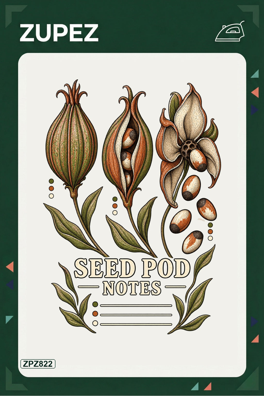 ZPZ822 – Seed Pod Notes Ütüyle Uygulanabilir Transfer Baskı ana ürün görseli