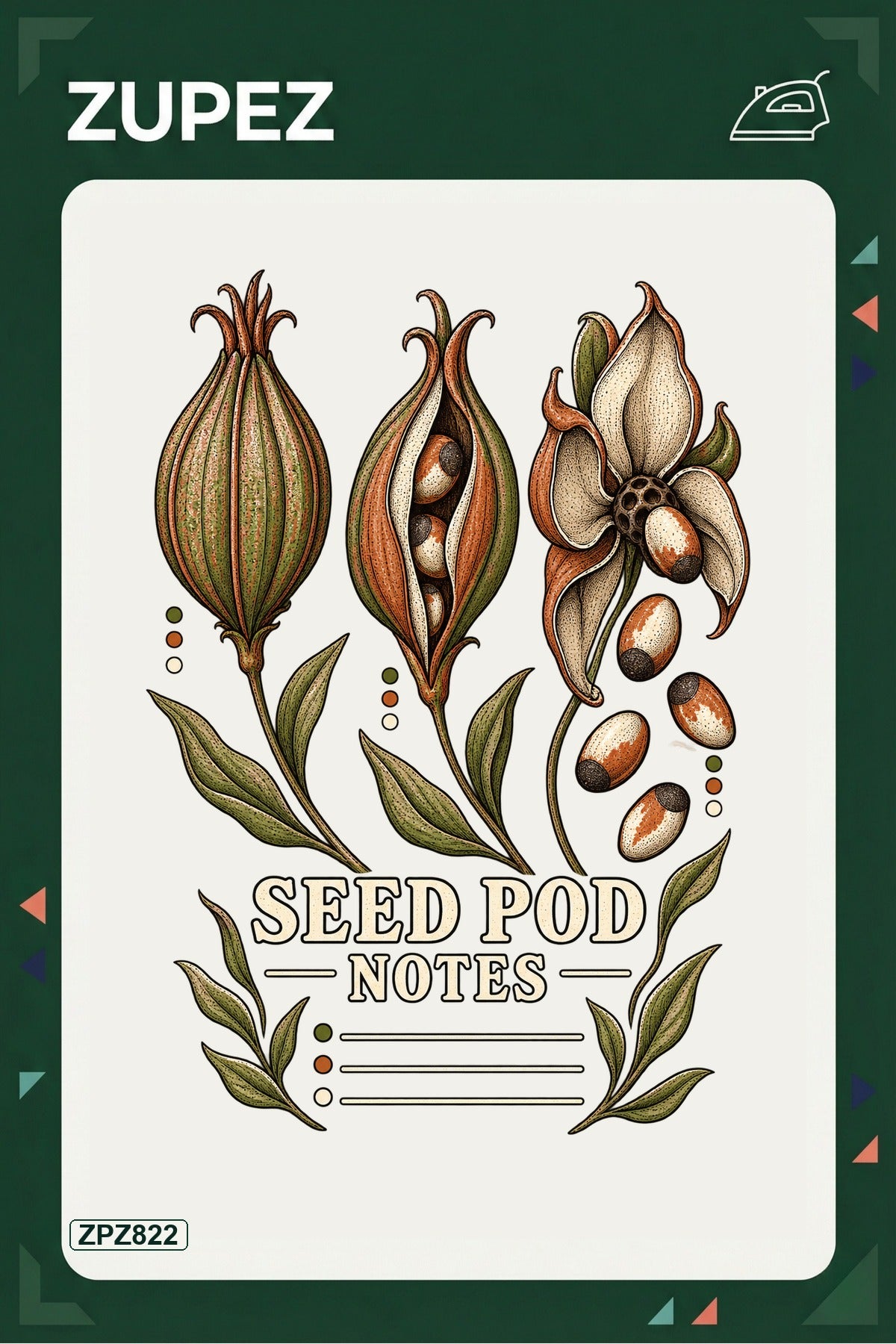 ZPZ822 – Seed Pod Notes Ütüyle Uygulanabilir Transfer Baskı ana ürün görseli