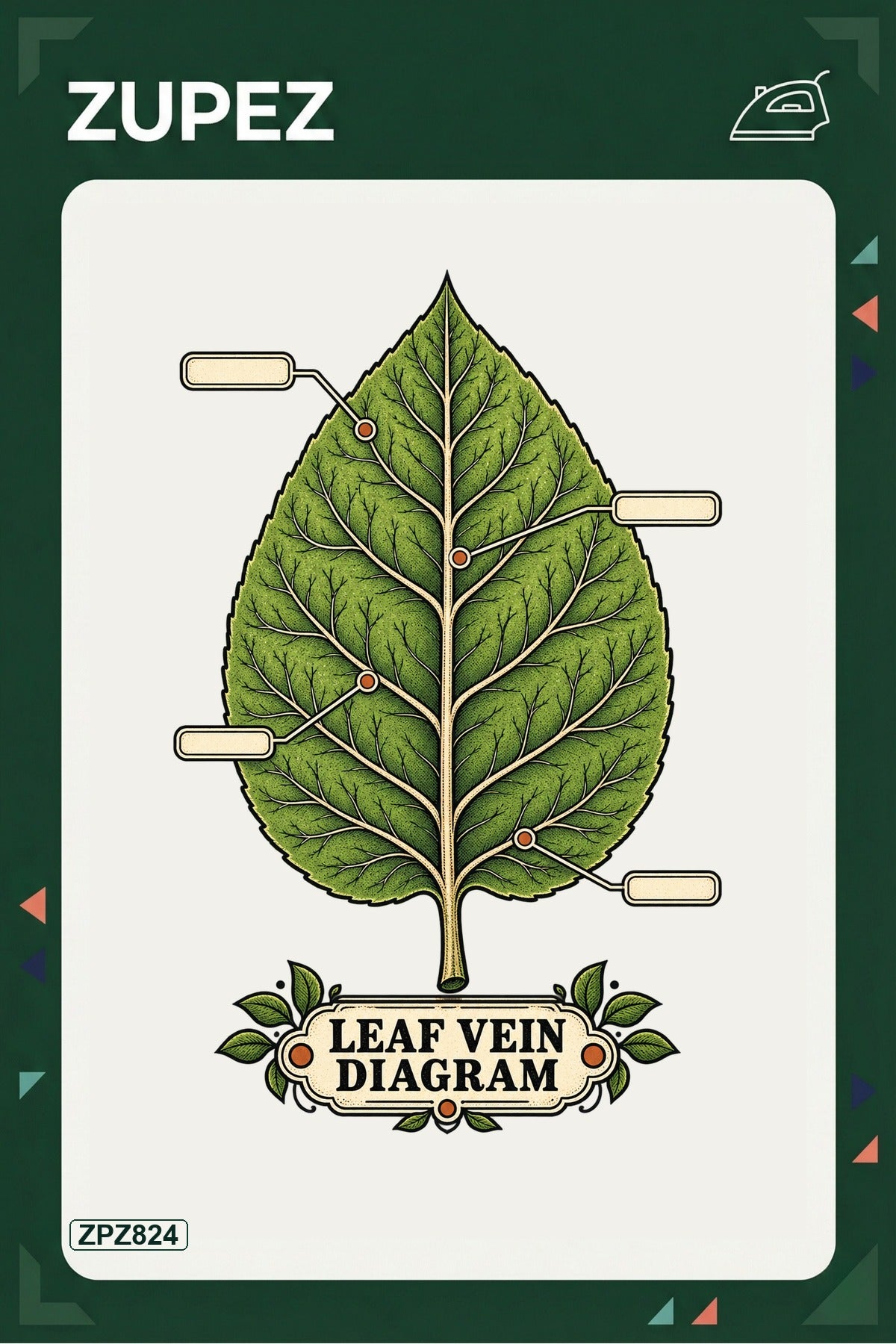 ZPZ824 – Leaf Vein Diagram Ütüyle Uygulanabilir Transfer Baskı ana ürün görseli