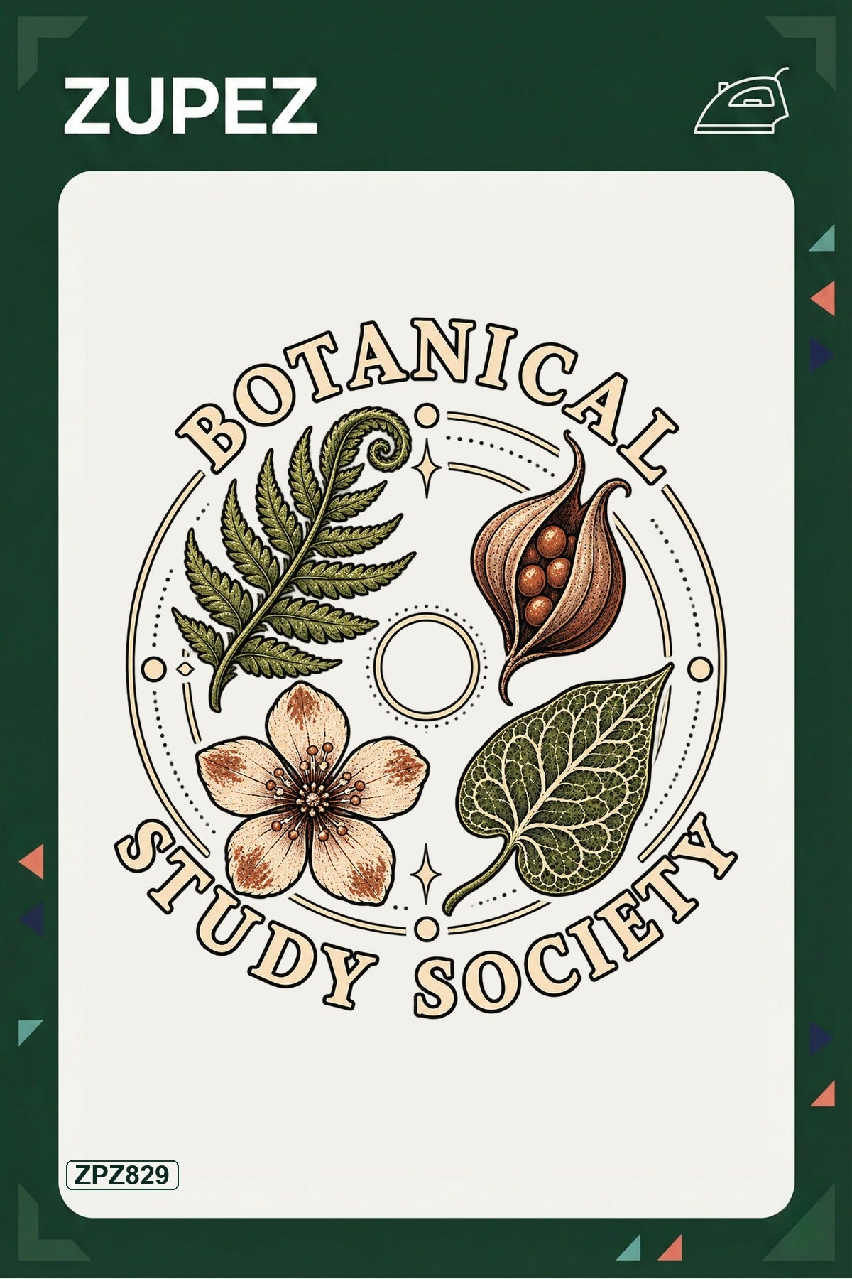 ZPZ829 – Botanical Study Society Ütüyle Uygulanabilir Transfer Baskı ana ürün görseli