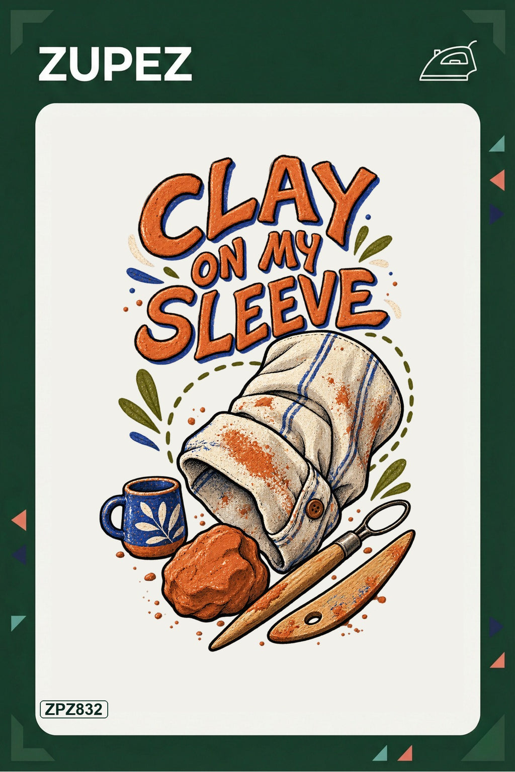 ZPZ832 – Clay On My Sleeve Ütüyle Uygulanabilir Transfer Baskı ana ürün görseli