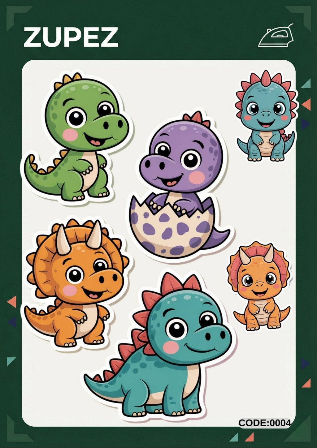 Dinozor Temalı Ütüyle Yapışan Premium Transfer Tasarım Sticker Seti - Zupez