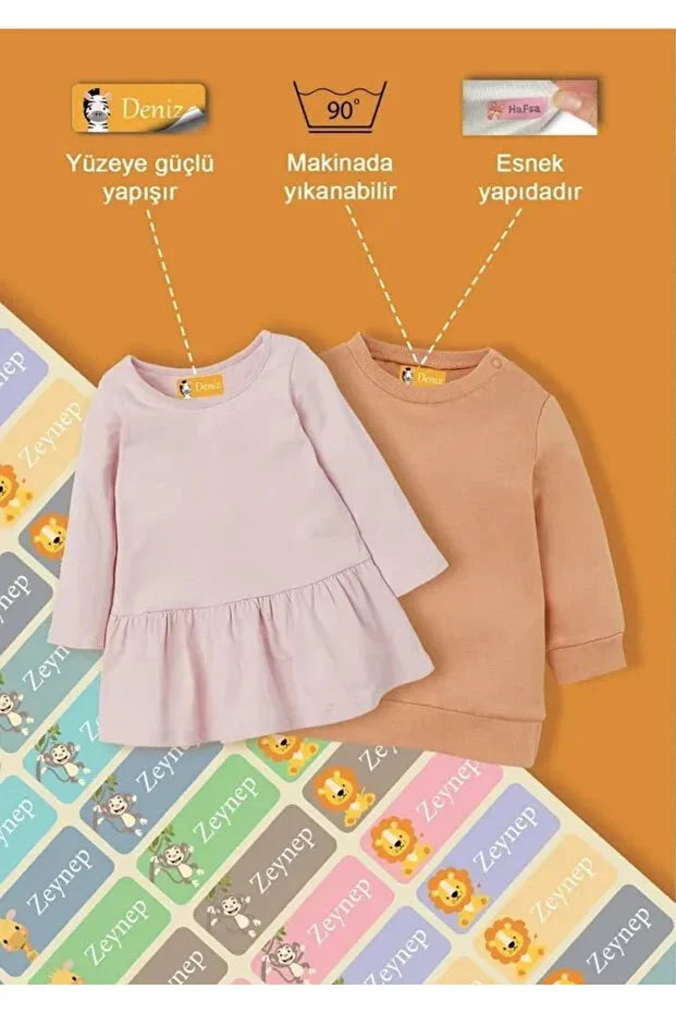 Kişiye Özel Ütüyle Yapışan Okul ve Kreş Kıyafet Etiketi - 100 Adet - Zupez
