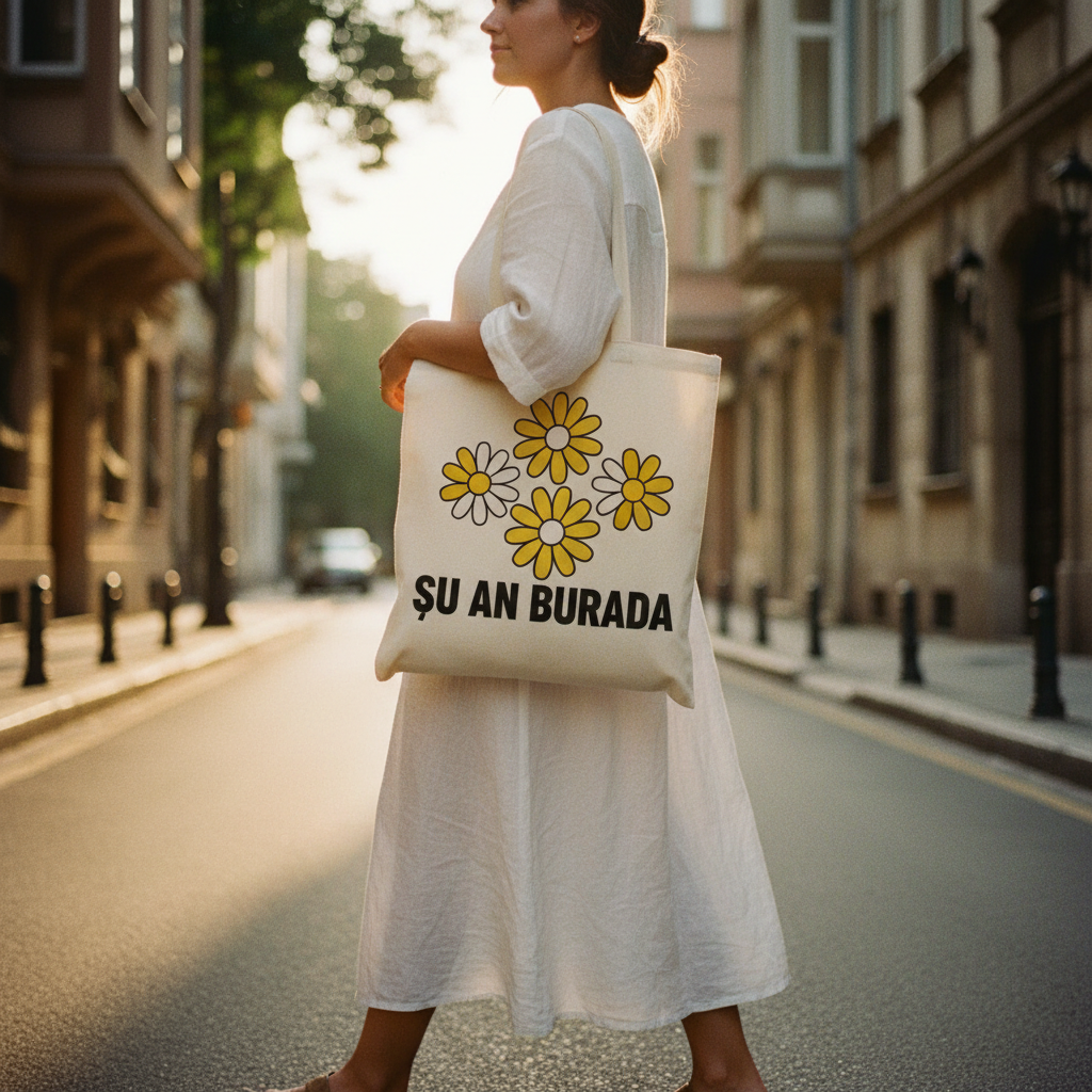 ŞU AN BURADA – Daisy Tote Bag Mockup