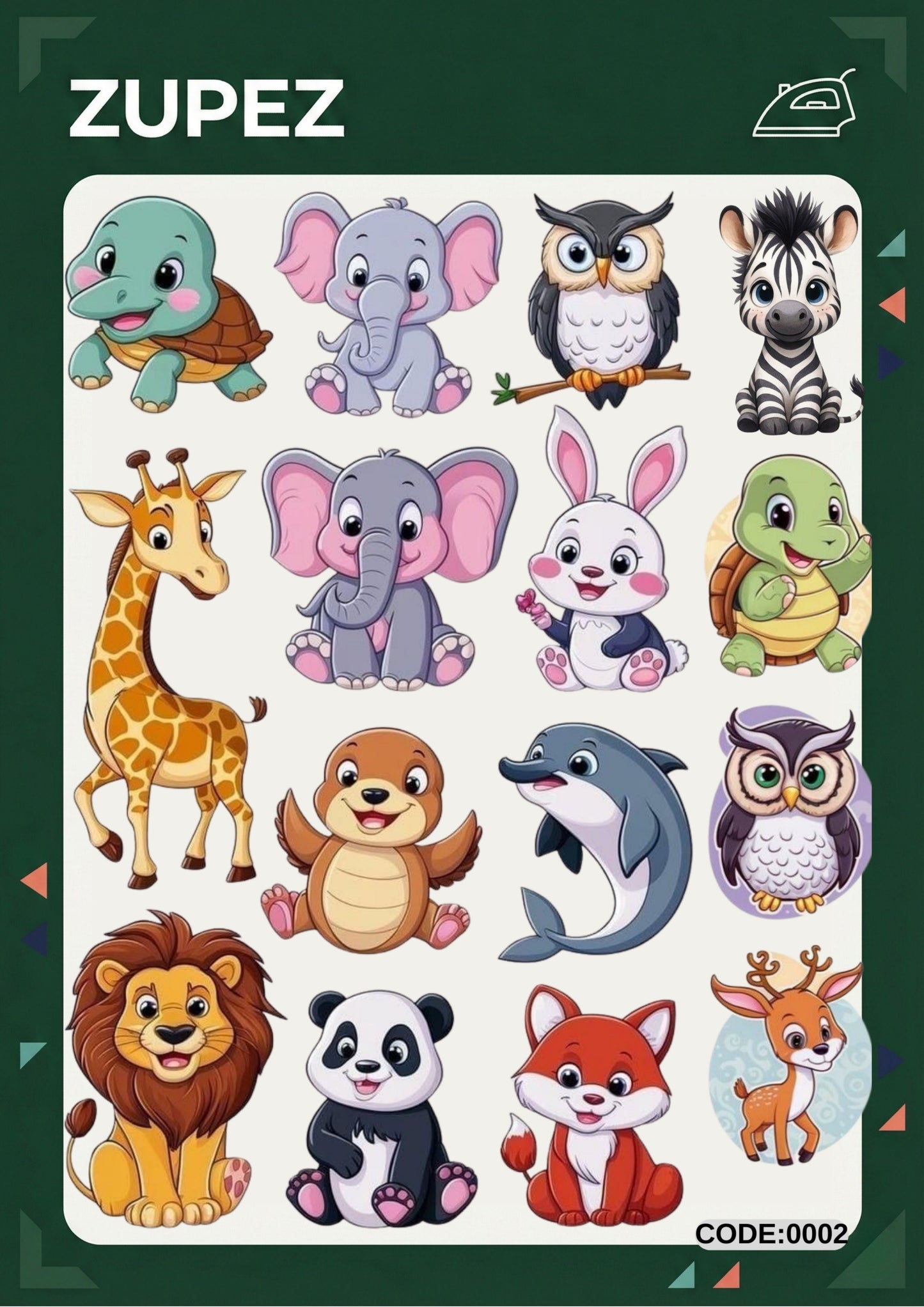 Hayvanlar Temalı Ütüyle Yapışan Transfer Tasarım, Premium Baskı, Çocuklar için Sevimli Hayvan Karakterleri