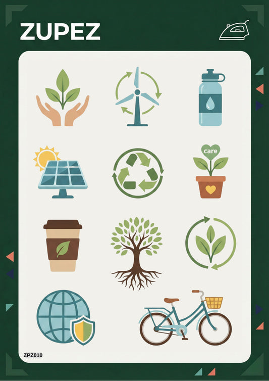 Çevre Temalı Ütüyle Uygulanabilen Premium Transfer Tasarım, ZPZ010