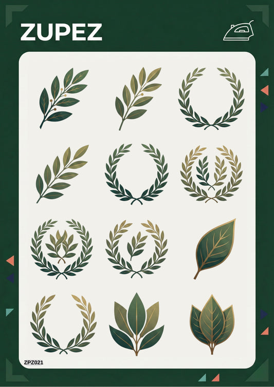 Zupez Botanik Yaprak Transfer Tasarım, Ütüyle Uygulamalı Kumaş Transfer Baskı, Dekoratif Doğa Temalı Premium Transfer Tasarımı