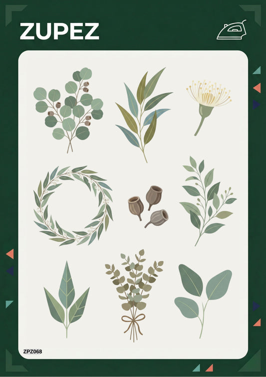 Zupez Botanik Çiçek Yaprak Desenli Ütüyle Uygulanabilir Kumaş Transfer Baskı, Premium Dekoratif Tasarım, Tişört Sweatshirt Tekstil için