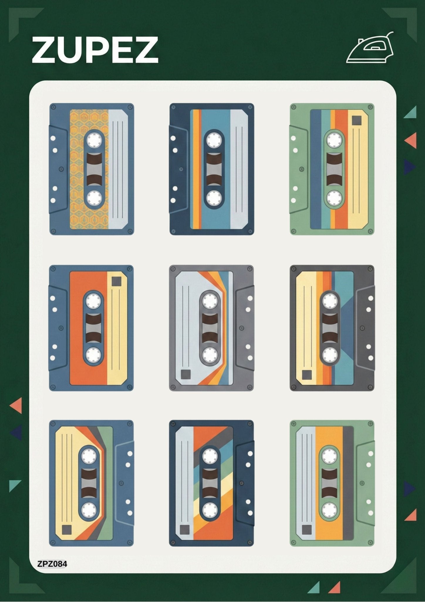 Zupez Retro Kaset Tasarımlı Ütüyle Uygulamalı Transfer Baskı, Tekstil Dekorasyon, Premium Kumaş Transfer, Tişört Sweatshirt Hoodie için Hazır Tasarım - Zupez
